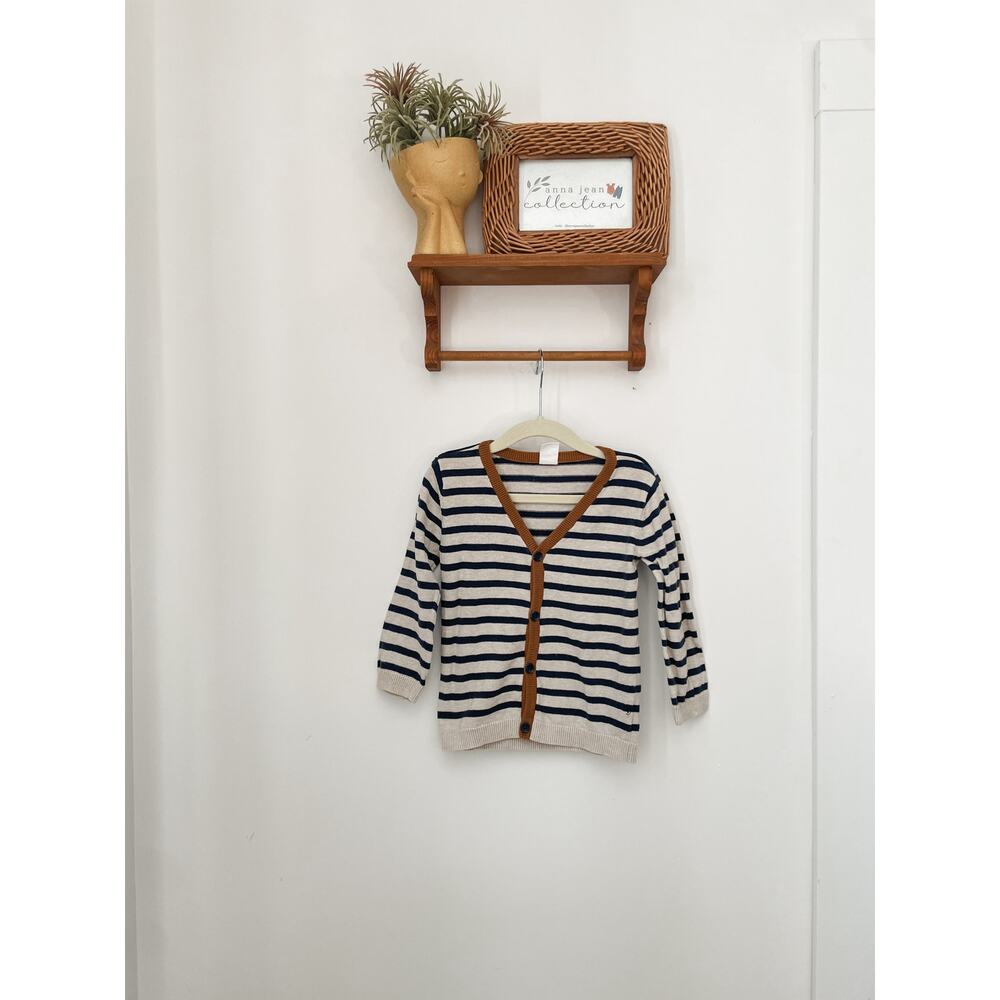 H&M navy & cream stripped cardigan